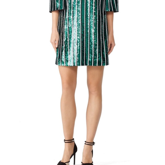 Badgley Mischka green sequin sheath dress - Picture 3 of 6